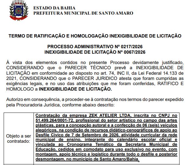 Termo de ratificação e homologação - Diário Oficial