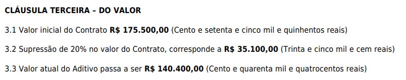 Valor do contrato