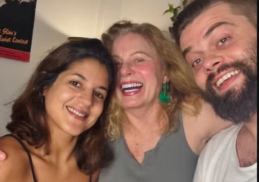 Vera Fischer, o filho, Gabriel Camargo e o ex-marido da atriz, Felipe Camargo