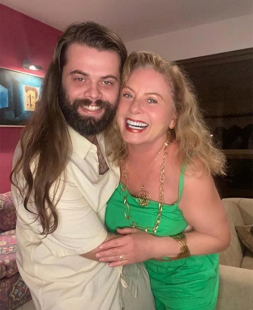Vera Fischer, o filho, Gabriel Camargo e o ex-marido da atriz, Felipe Camargo