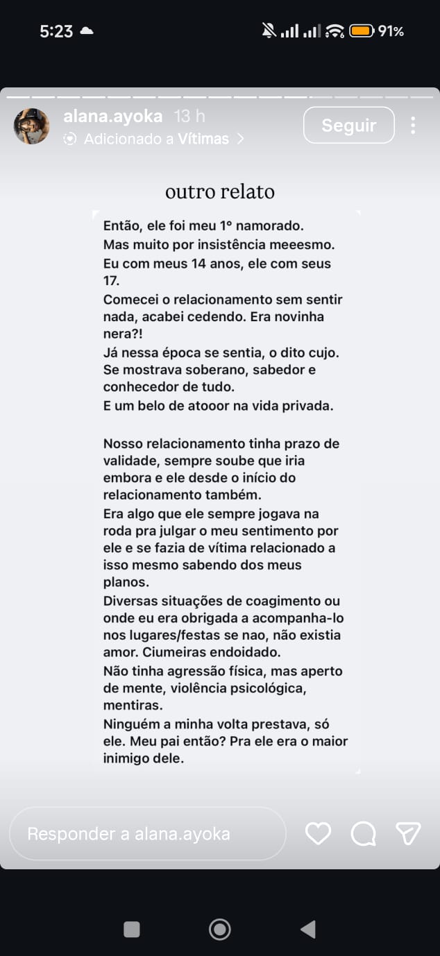 Relato de vitimas 