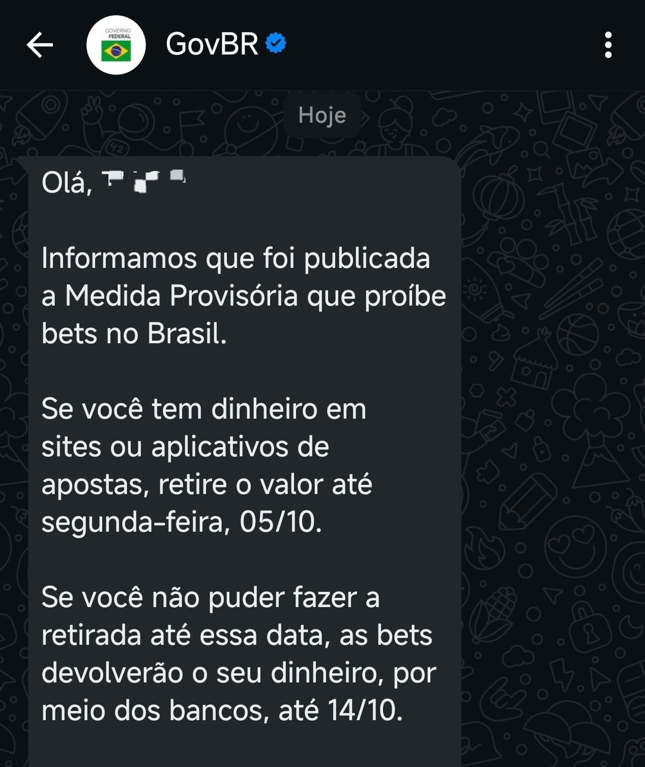 Notificação do Governo Federal