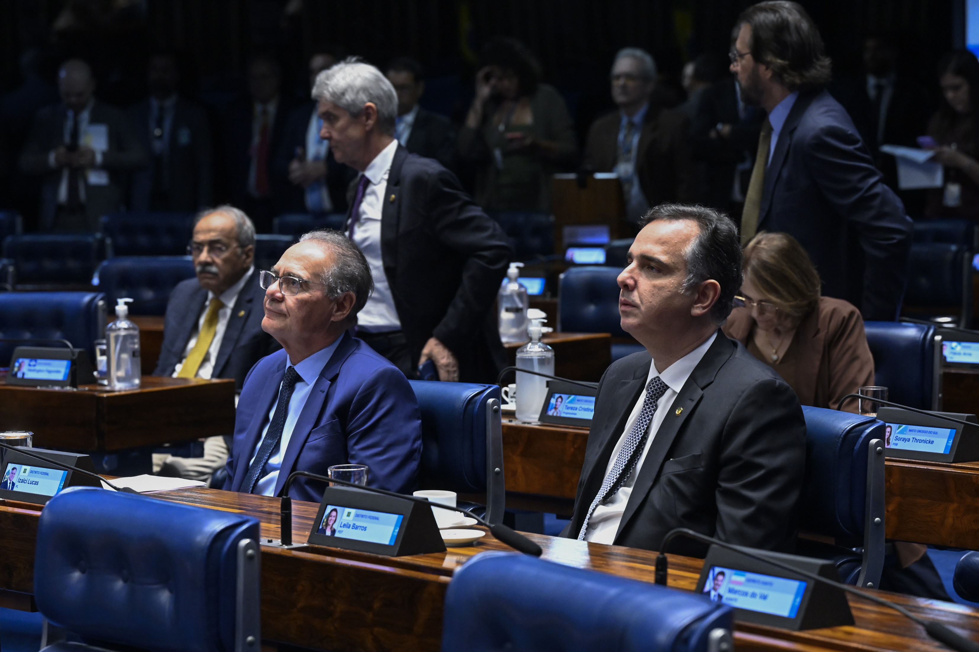 Rodrigo Pacheco recebe apoio de colegas no Senado. (Foto: Carlos Moura/Agência Senado)
