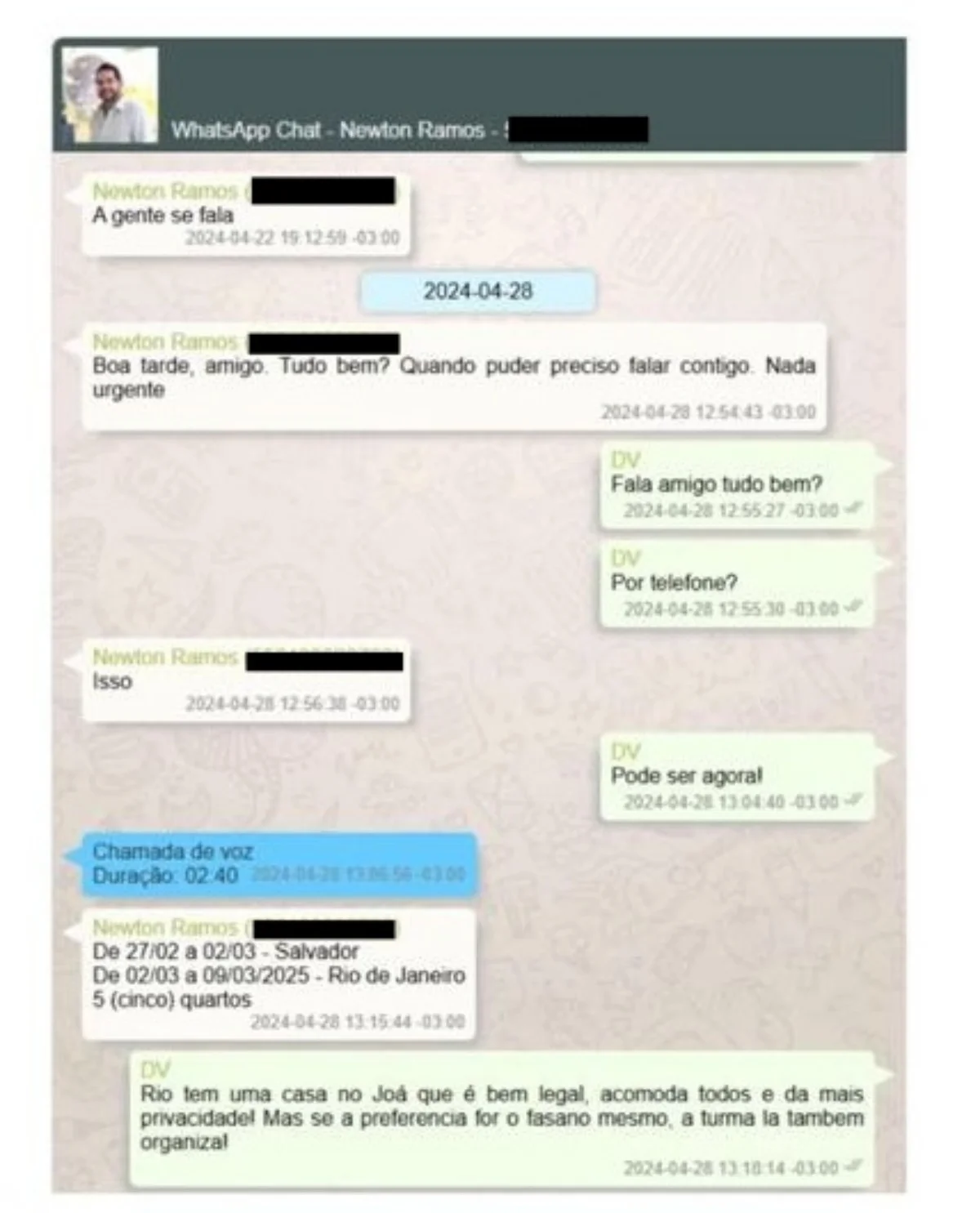 Mensagens encontradas pela PF no celular de Vorcaro