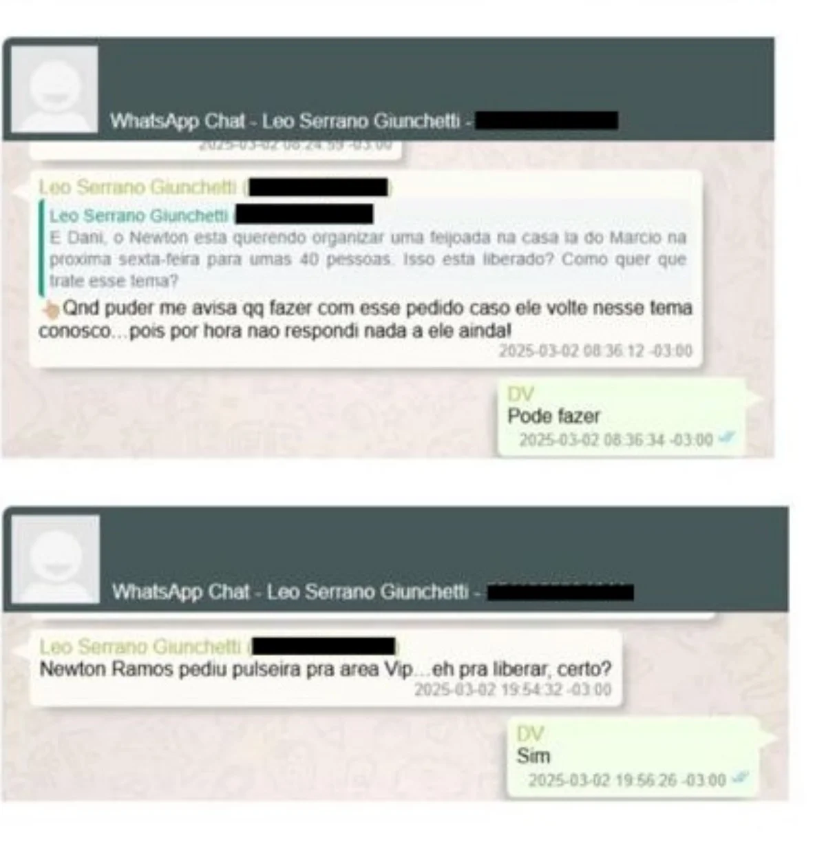 Mensagens encontradas pela PF no celular de Vorcaro