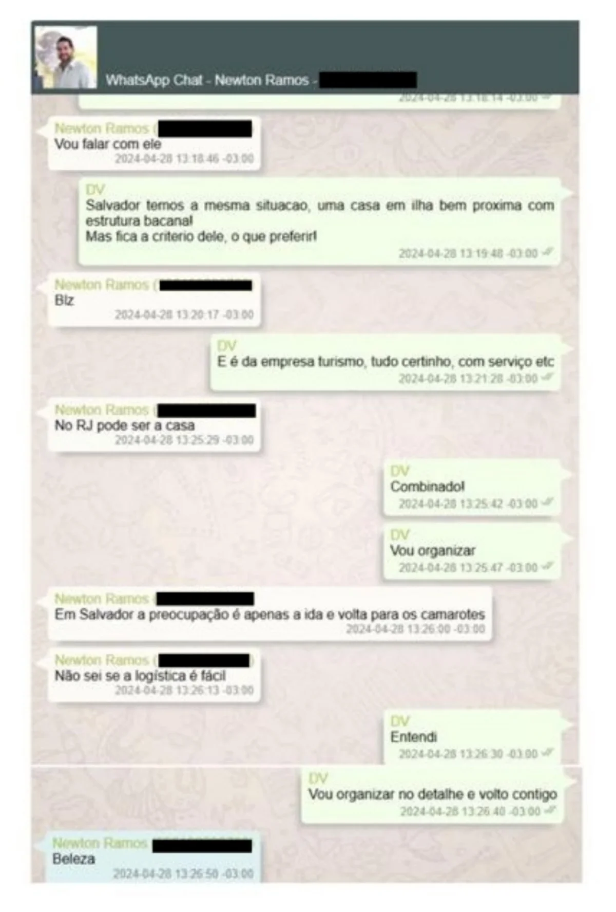 Mensagens encontradas pela PF no celular de Vorcaro