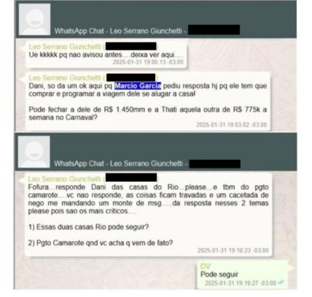 Mensagens encontradas pela PF no celular de Vorcaro