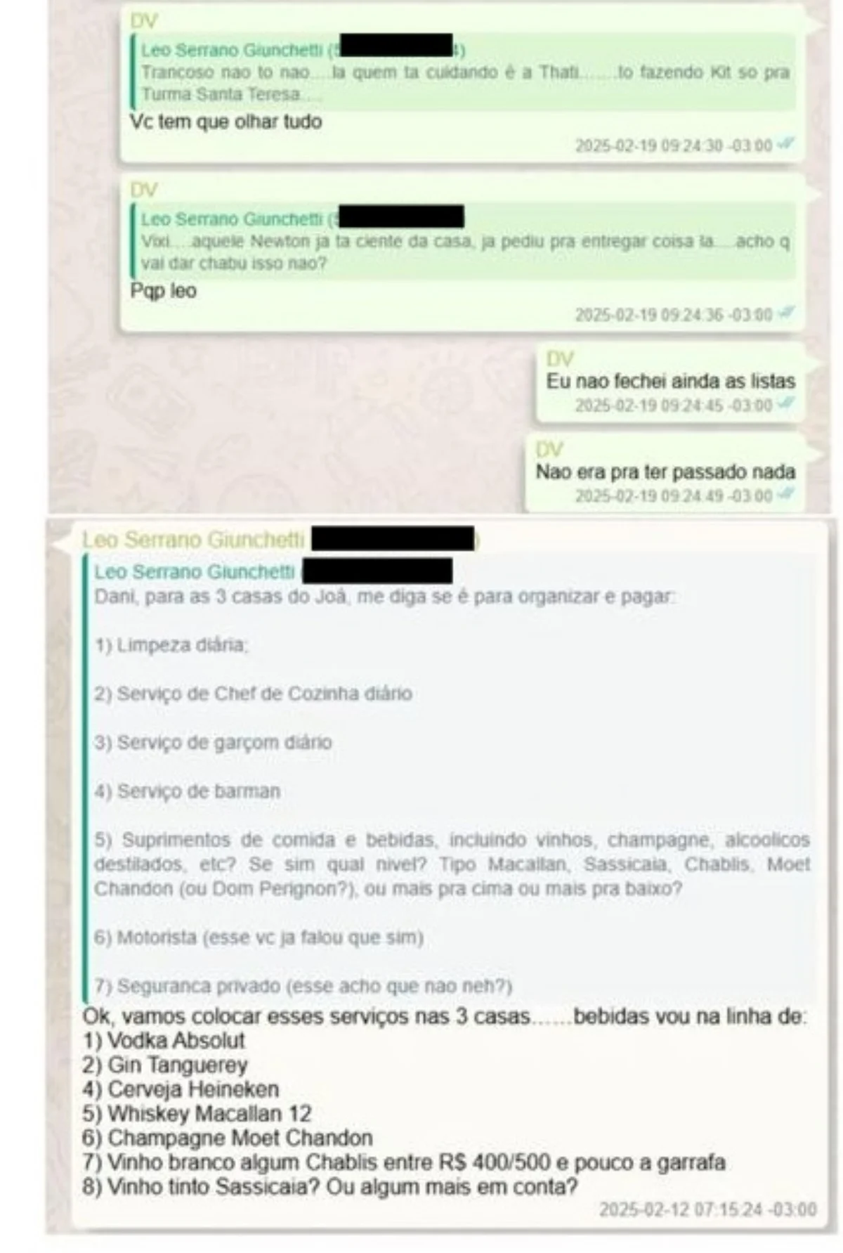 Mensagens encontradas pela PF no celular de Vorcaro