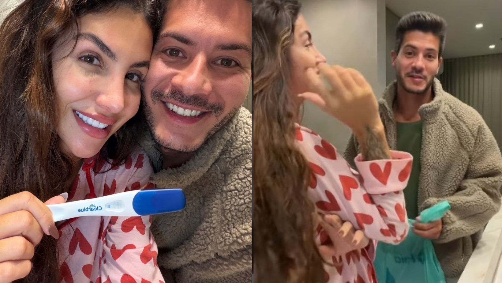 Arthur Aguiar e Jheny Santucci mostram momento em que descobriram nova gravidez - Foto