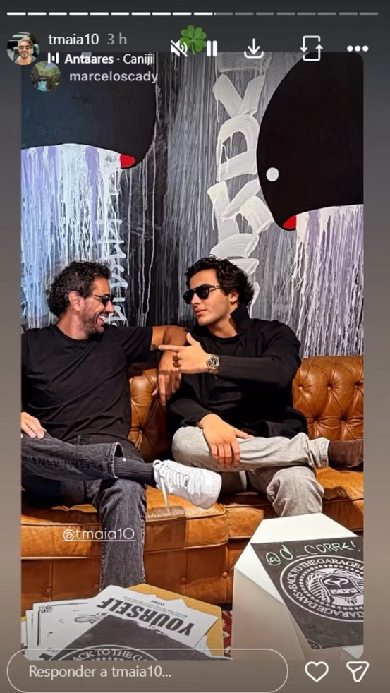 Filho mais velho de Ivete Sangalo compartilhou registros ao lado de Tiago Maia e demonstrou proximidade com o empresário — Foto: Reprodução/Instagram