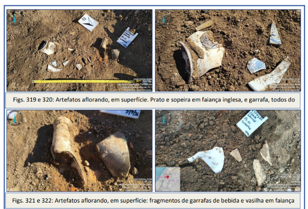 Vestígios históricos encontrados nas escavações da futura Estação Campo Grande | Foto: relatório CTB 