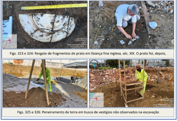 Vestígios históricos encontrados nas escavações da futura Estação Campo Grande | Foto: relatório CTB 