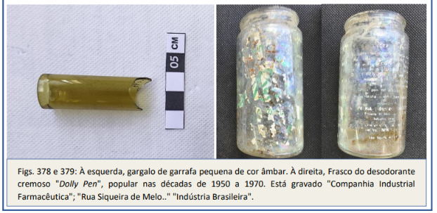 Vestígios históricos encontrados nas escavações da futura Estação Campo Grande | Foto: relatório CTB 