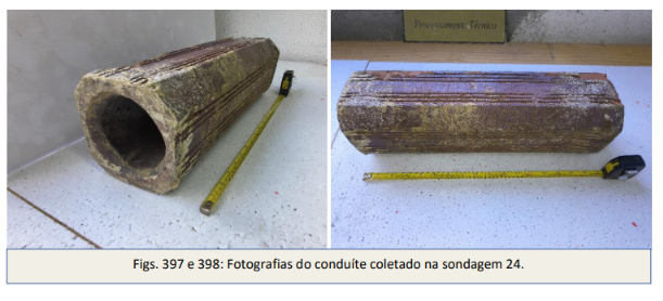 Vestígios históricos encontrados nas escavações da futura Estação Campo Grande | Foto: relatório CTB 