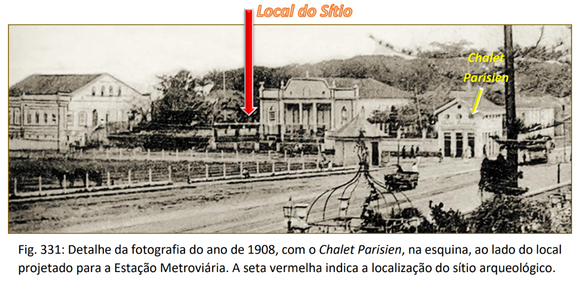 Local do sítio arqueológico entre o Forte de São Pedro e o Largo do Campo Grande | Foto: relatório CTB