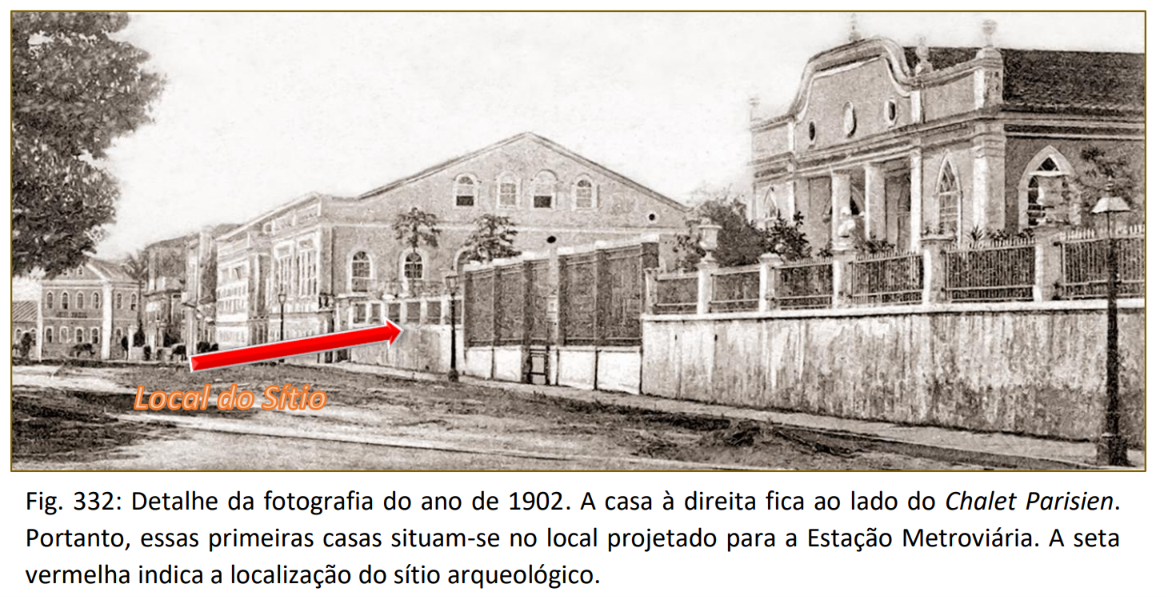 Local do sítio arqueológico entre o Forte de São Pedro e o Largo do Campo Grande | Foto: relatório CTB