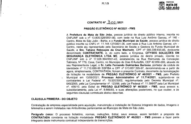 Contrato firmado em 2021