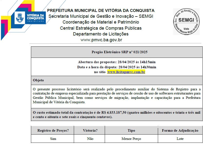 Edital de licitação 