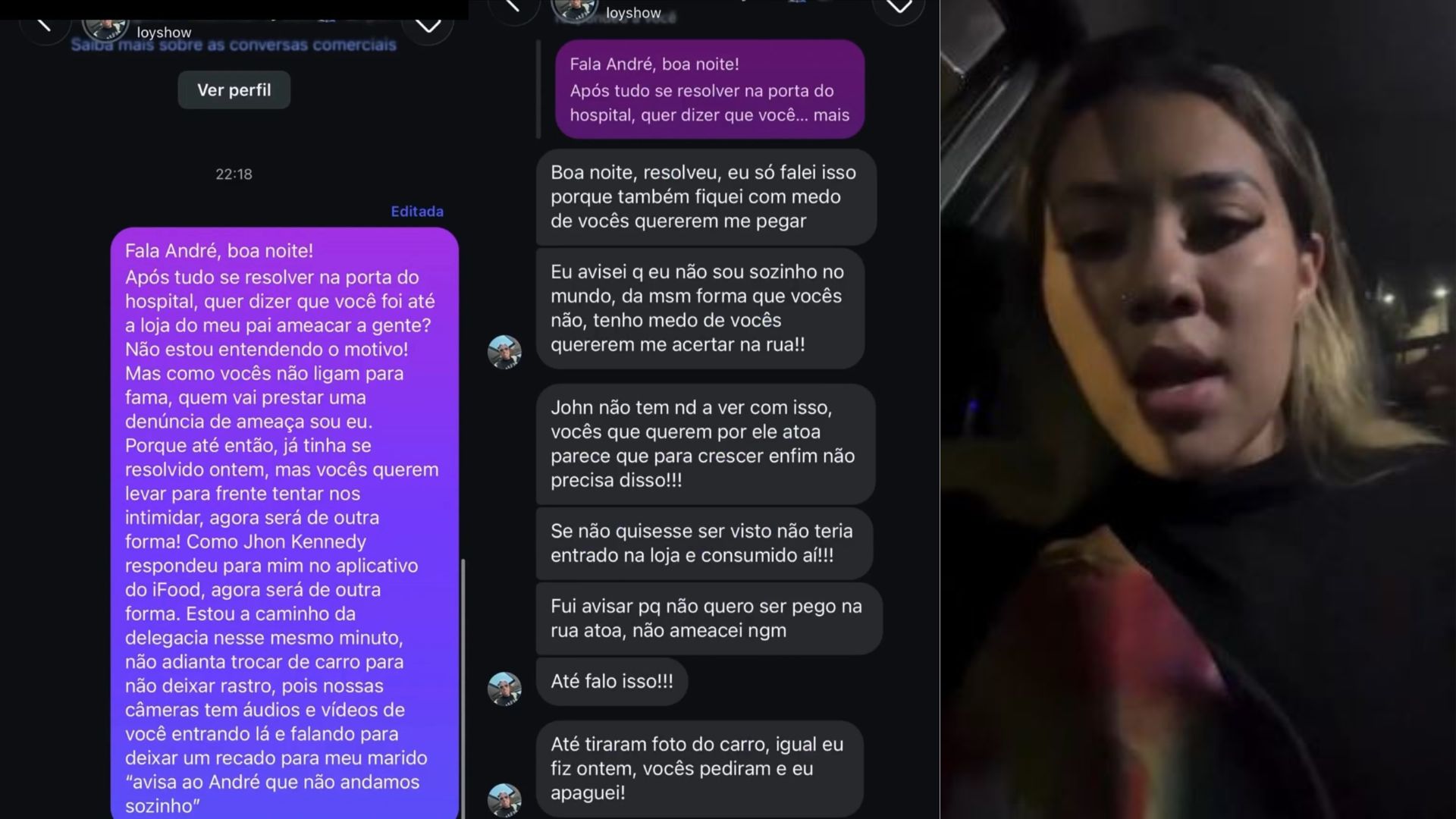 Mensagens expostas da mulher com o Ifood e o jogador do Fluminense - Foto: Reprodução