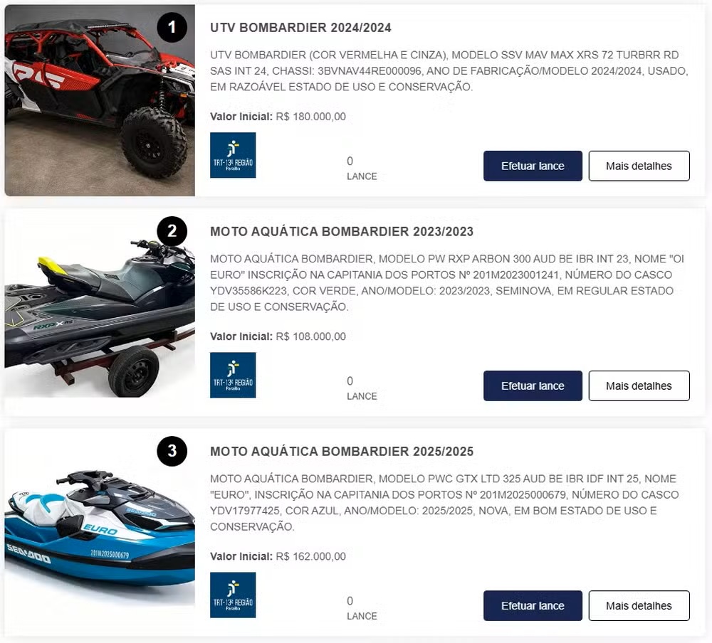 Carros de luxo de influenciador são vendidos em leilão 