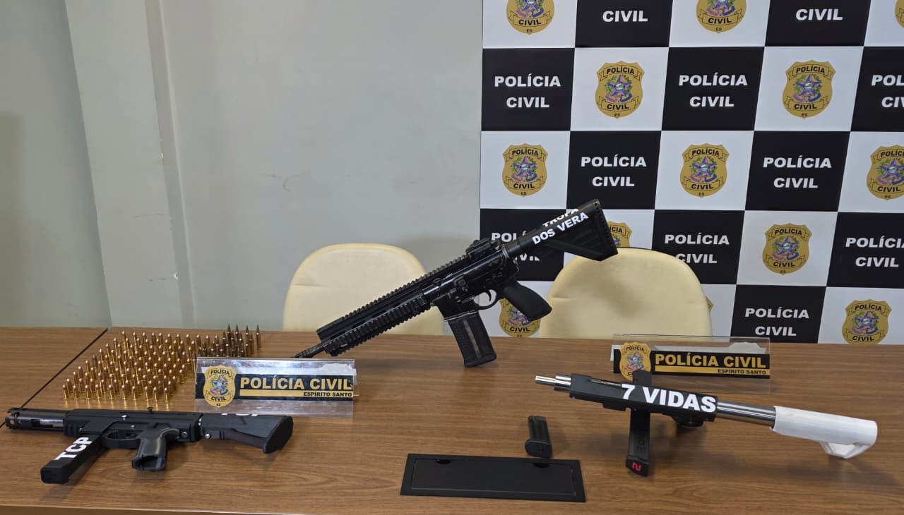 Durante as diligências foram apreendidas um fuzil e outras armas longas