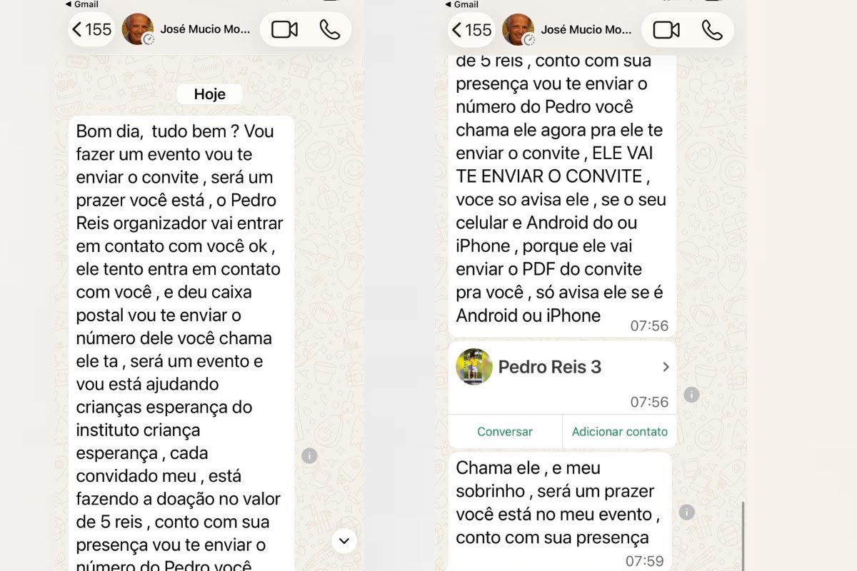 mensagens do golpista