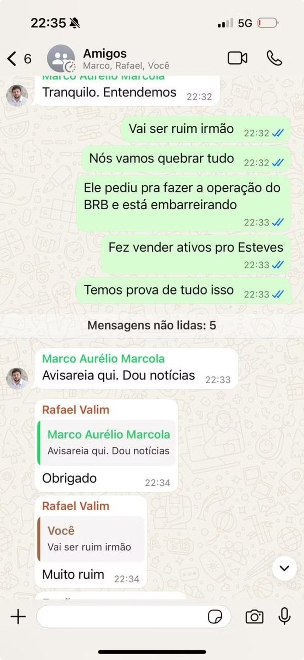 Print de conversa no grupo "Amigos"