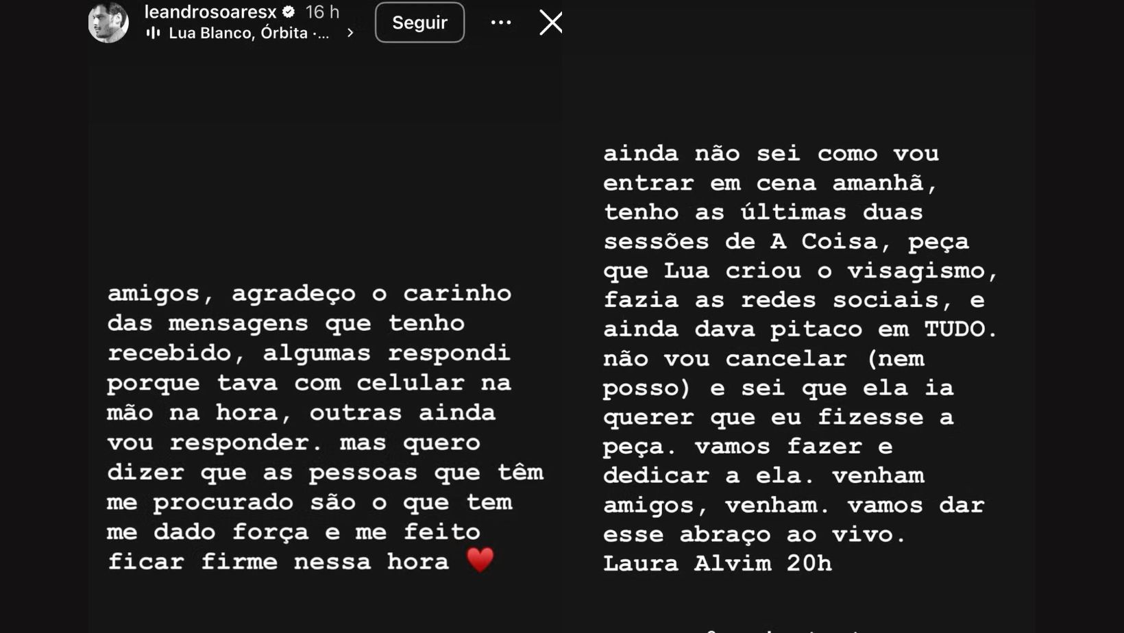 Marido de Lua Blanco no Instagram 