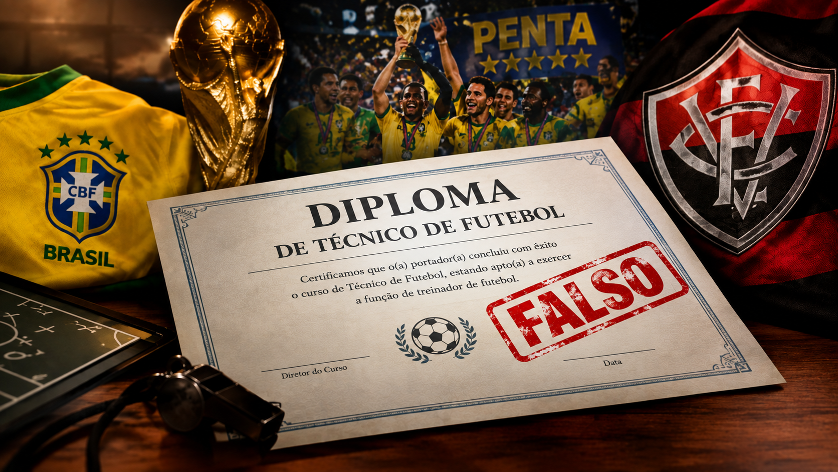 Esquema de diplomas falsos de técnico para ex-jogadores vem à tona e envolve ídolo do Vitória, pentacampeão mundial e astros do futebol - Foto