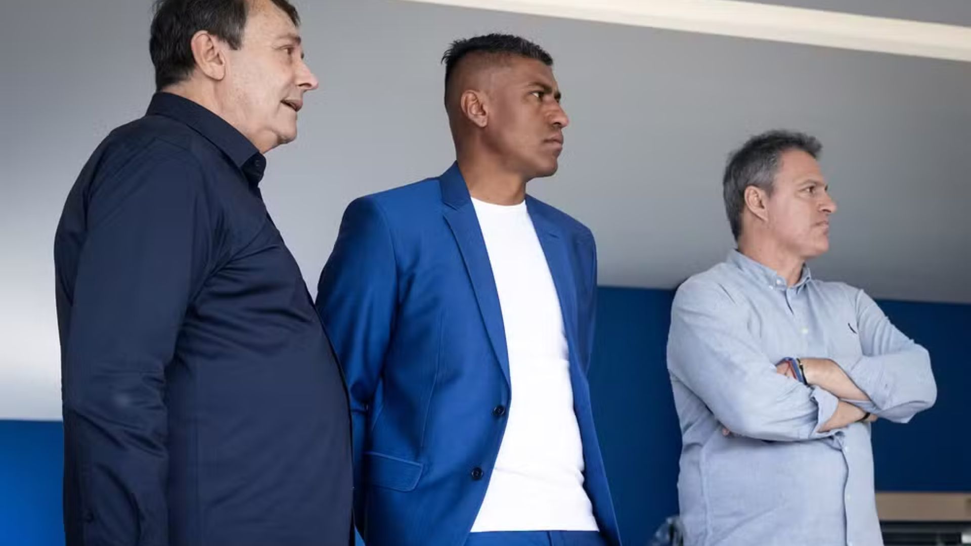 Pedro Lourenço; Paulinho; Bruno Spindel; Cruzeiro — Foto: Gustavo Aleixo/Cruzeiro