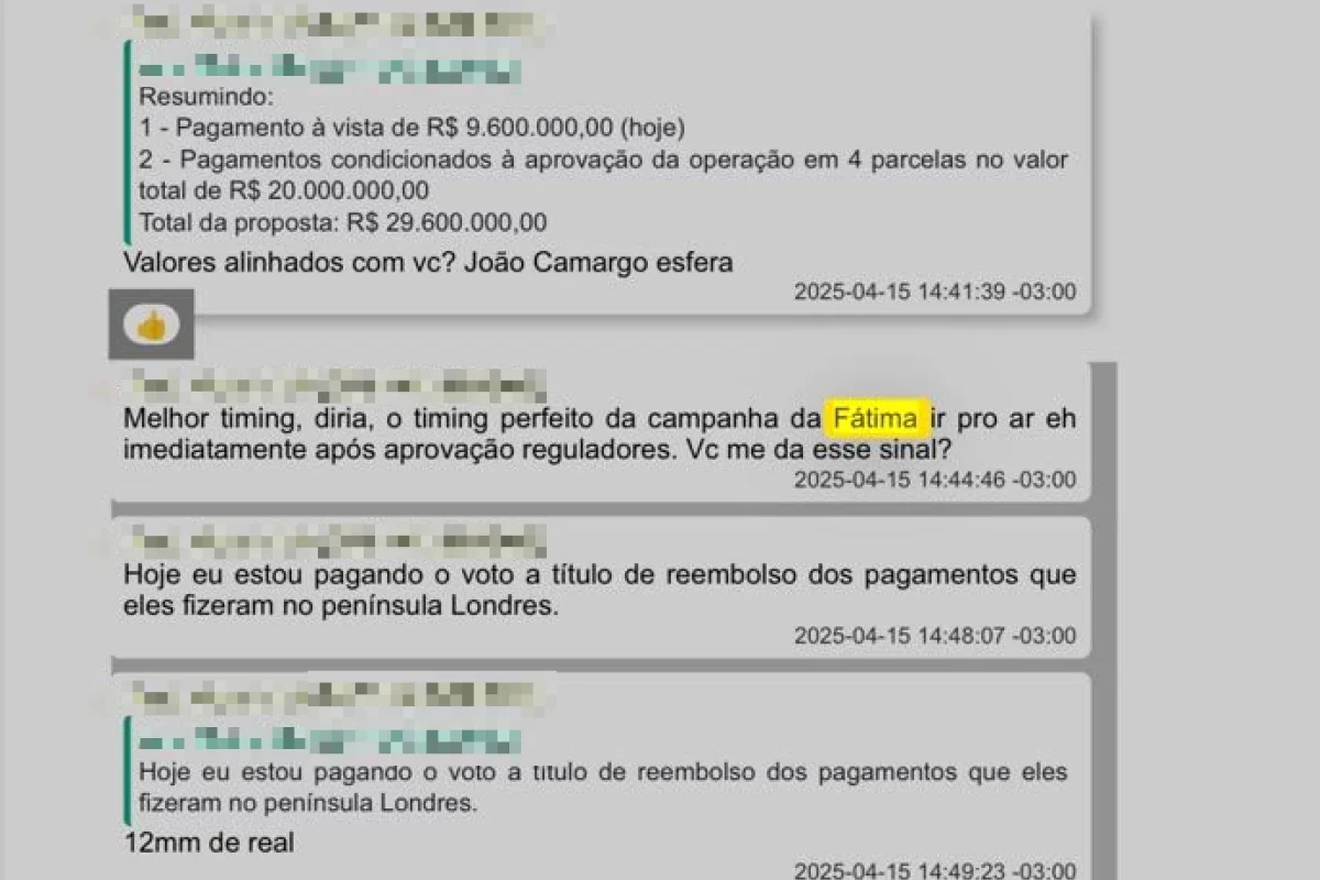 Fátima Bernardes embolsou R$ 5,4 milhões do Banco Master e prints de conversas de Daniel Vorcaro vêm à tona