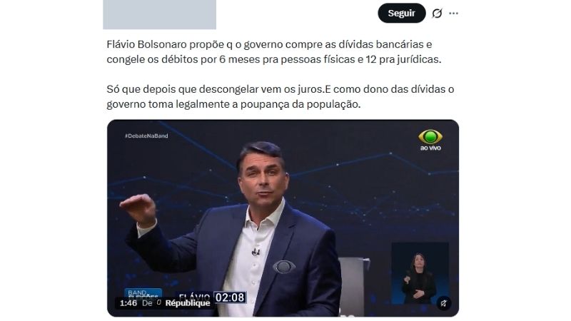 Flávio promete aliviar dívidas e proposta vira alvo de críticas nas redes sociais