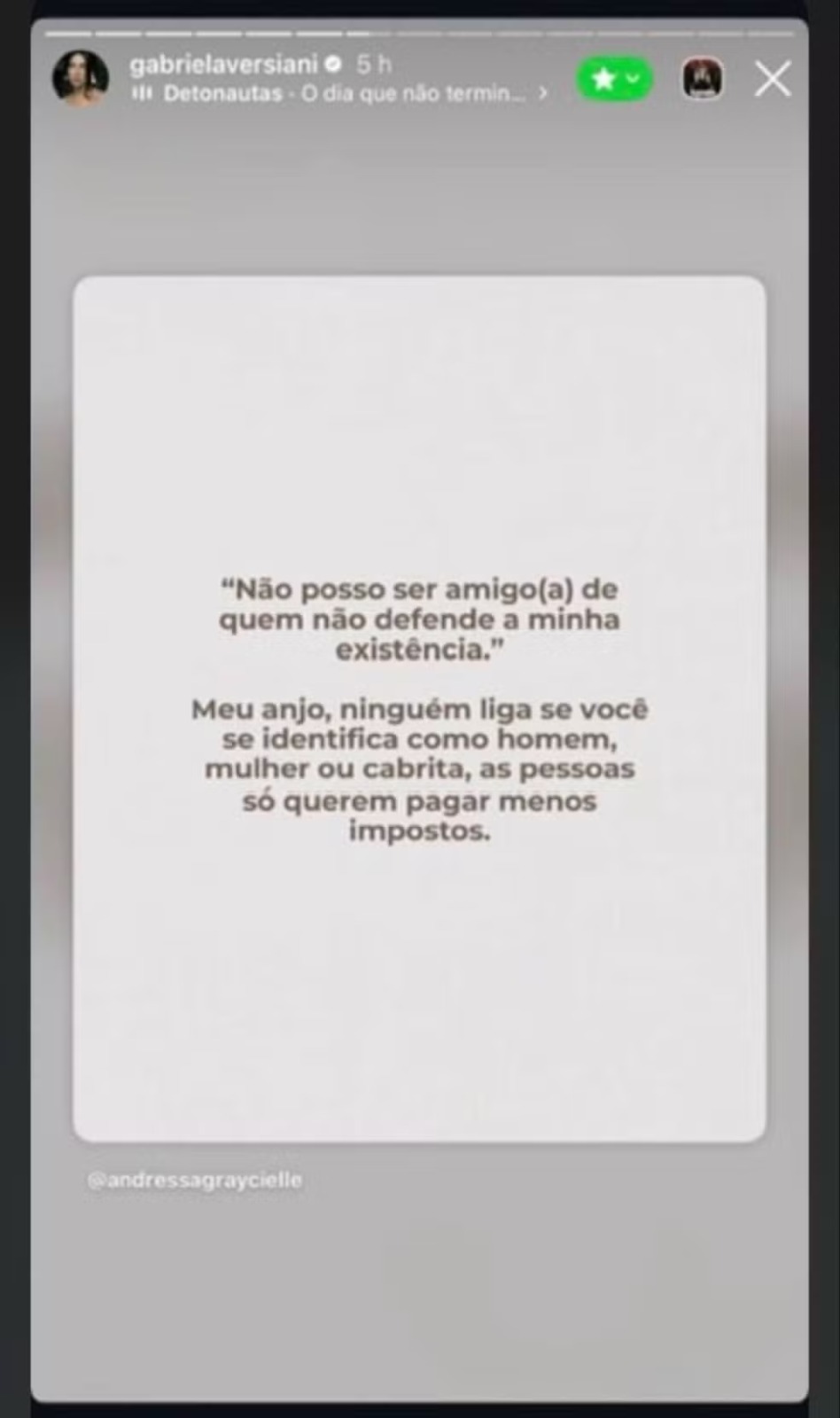 Print Instagram Gabriela Versiani | Reprodução / Internet 