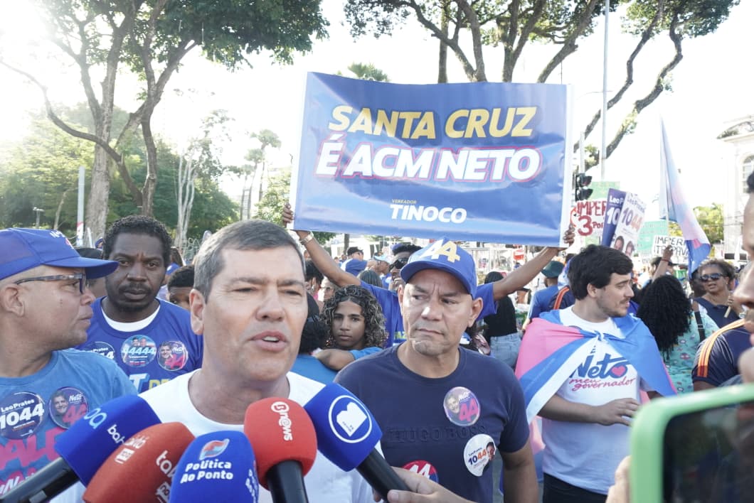 Claudio Tinoco participou da caminhada de ACM Neto, no Campo Grande, em Salvador. (Foto: Devid Santana / BNews)