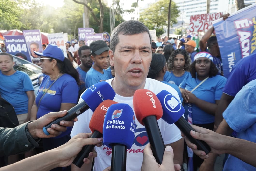 Claudio Tinoco participou da caminhada de ACM Neto, no Campo Grande, em Salvador. (Foto: Devid Santana / BNews)