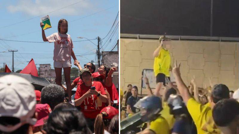 Menina ergue Constituição em ato de Lula após vídeo de criança com suposta arma em manifestação bolsonarista