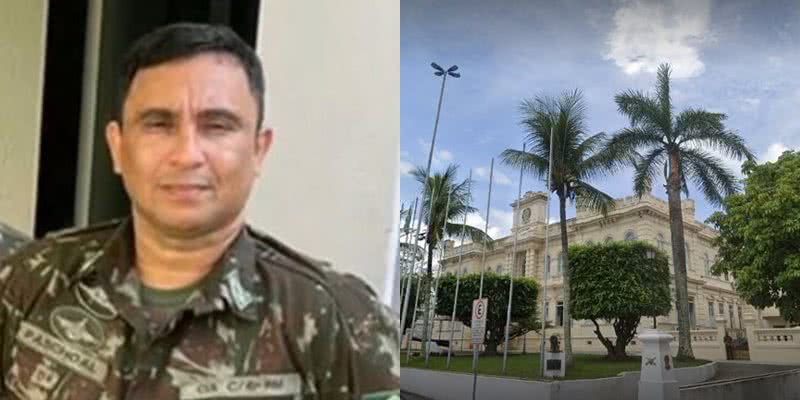 O subtenente Carlos André de Souza Paschoal, de 43 anos, foi morto a tiros na tarde de 28 de setembro de 2022 — Reprodução/TV Bahia e Google Street Views