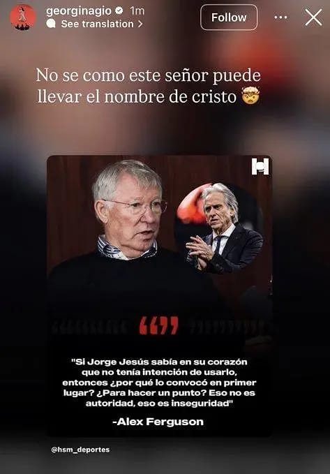 Postagem apagada pela esposa de Cristiano Ronaldo - Foto: redes sociais