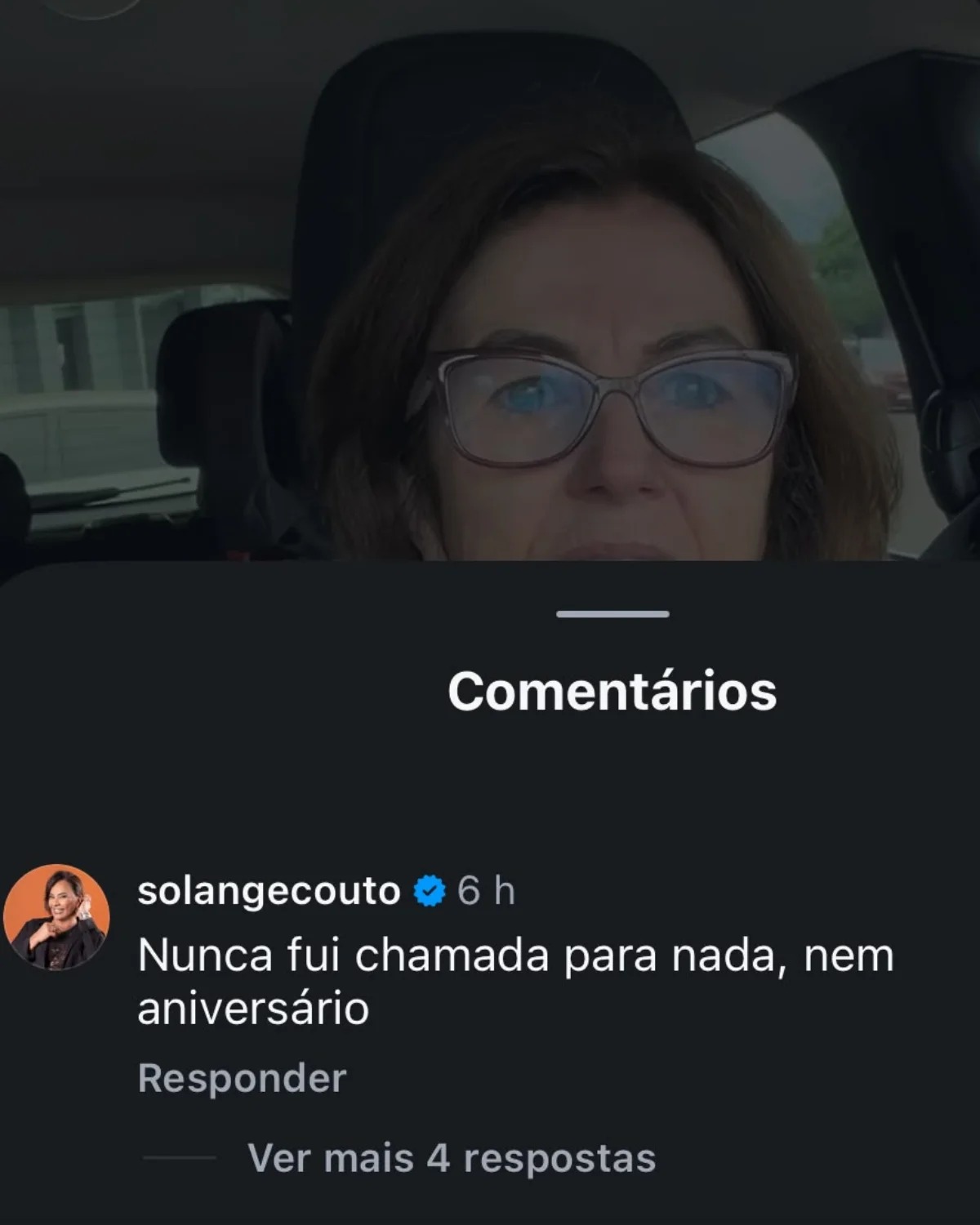 Print comentário de Solange 