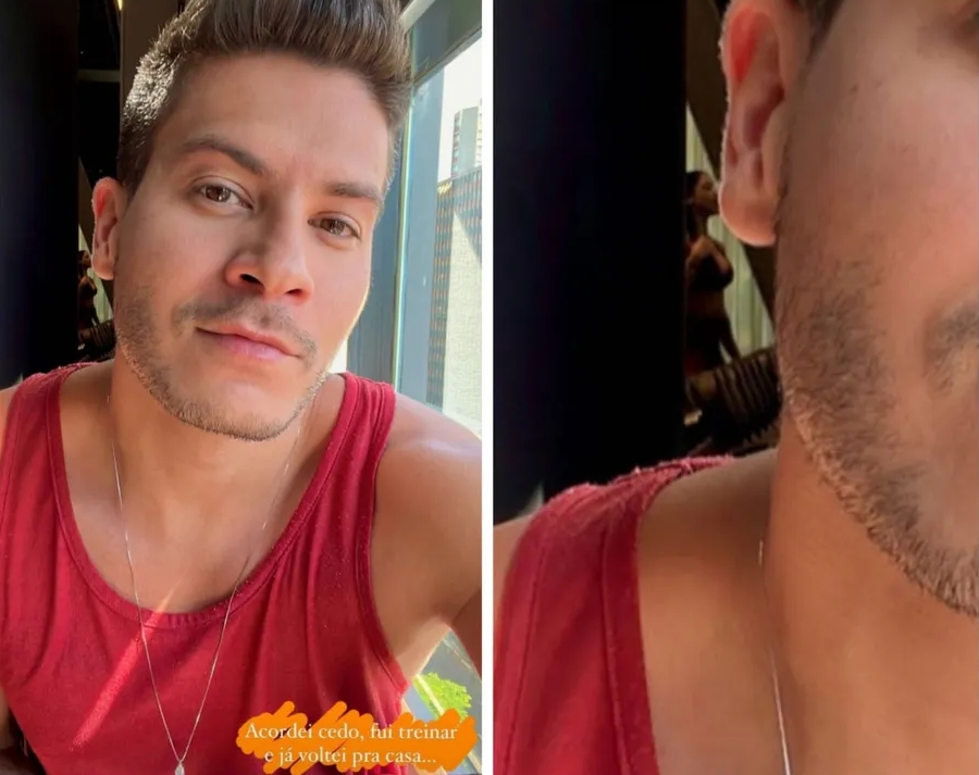 Após noivado de Maíra Cardi, Arthur Aguiar posta foto com mulher ao fundo e manda recado: "Deixa eu viver" 
