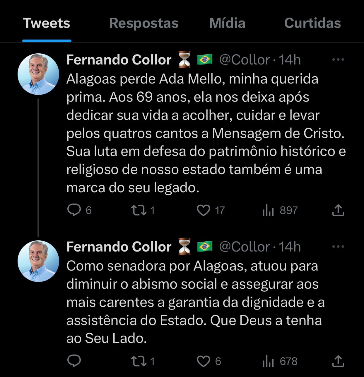 Prima de Collor morre aos 69 anos; motivo é revelado