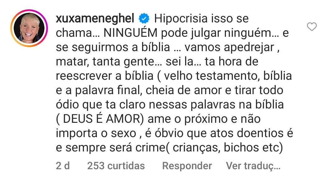 xuxa pede para reescrever a bíblia