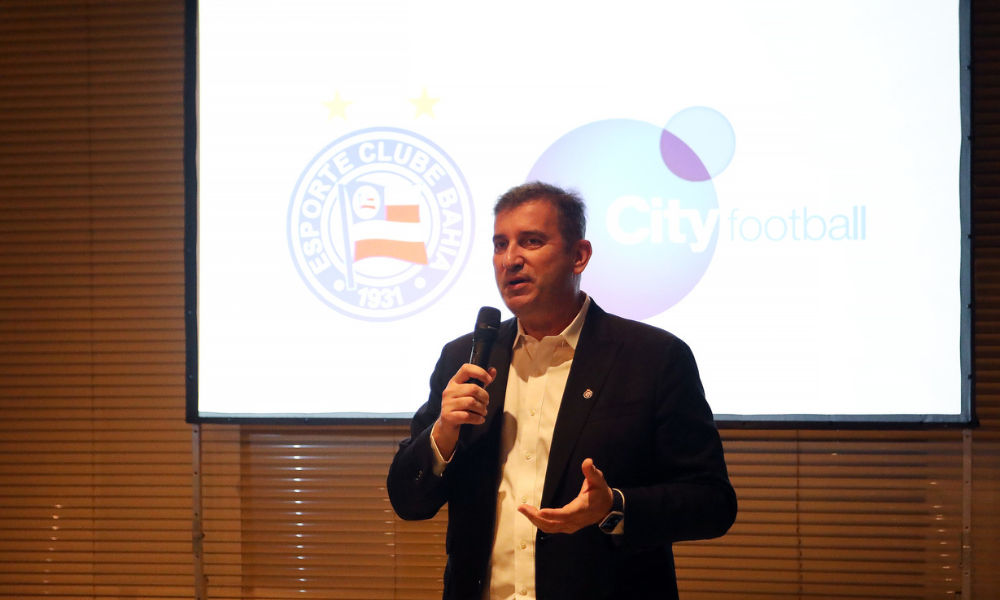 Ferran Soriano, CEO do Grupo City, em um dos eventos que selaram a SAF do Bahia
