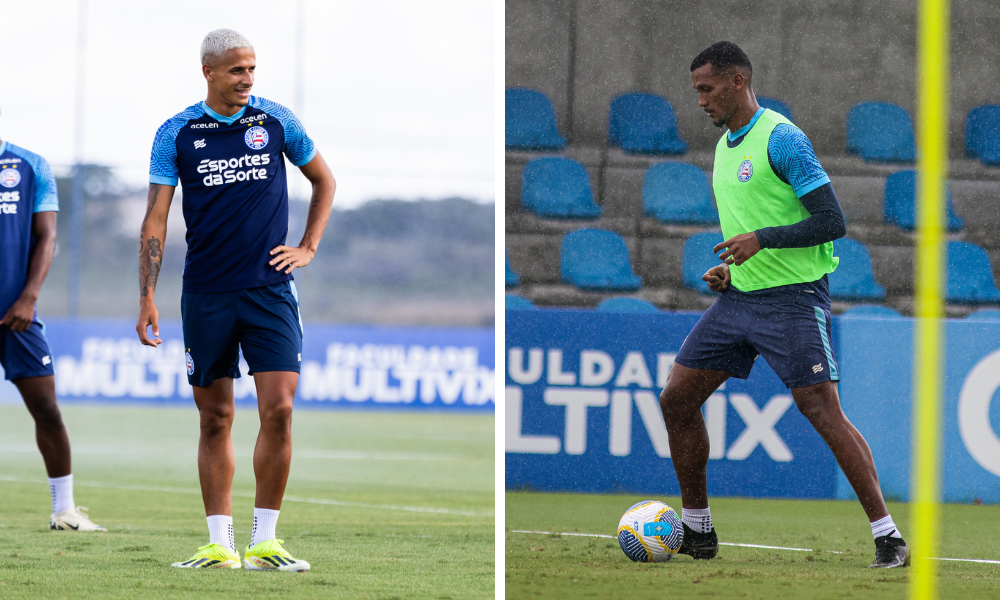 Juba e Rezende, únicos atletas que estão sendo utilizados na lateral-esquerda do Bahia