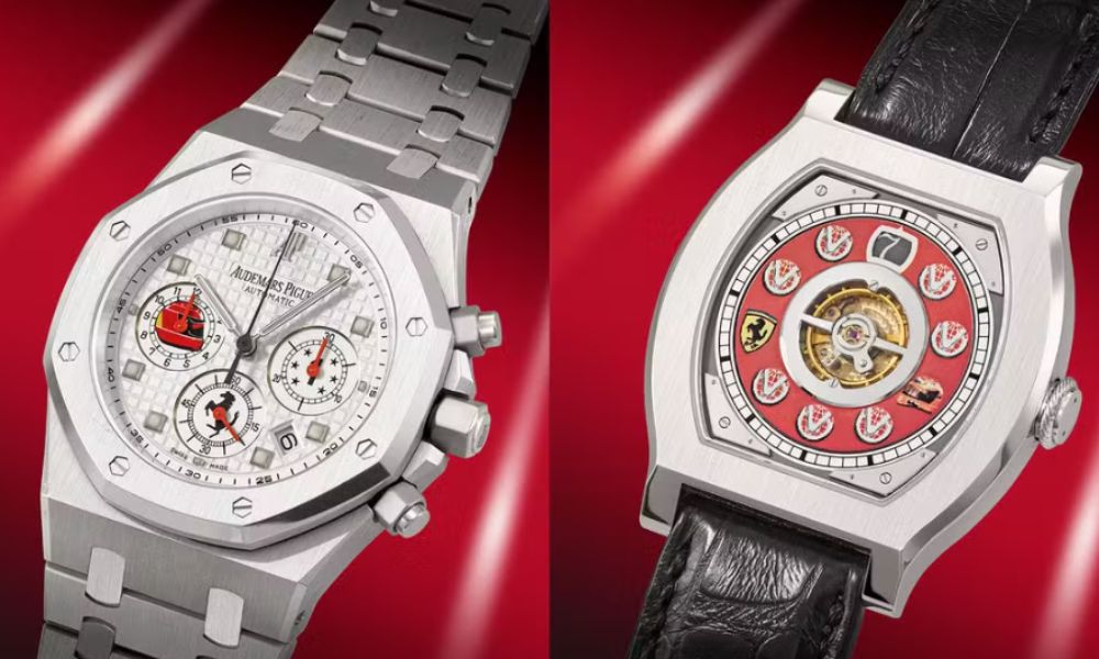Foto de dois relógios de Schumacher que serão leiloados