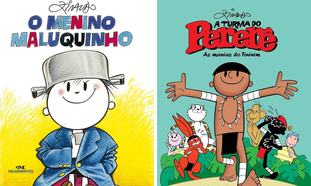 Capas de "O Menino Maluquinho" e a "Turma do Pererê"
