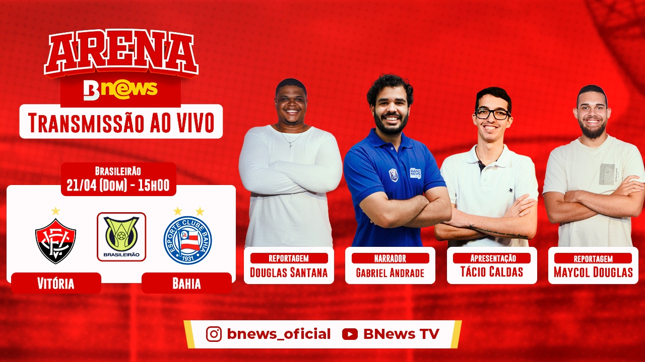 Imagem com fundo vermelho, mostrando três homens branco e um preto e textos descritivos