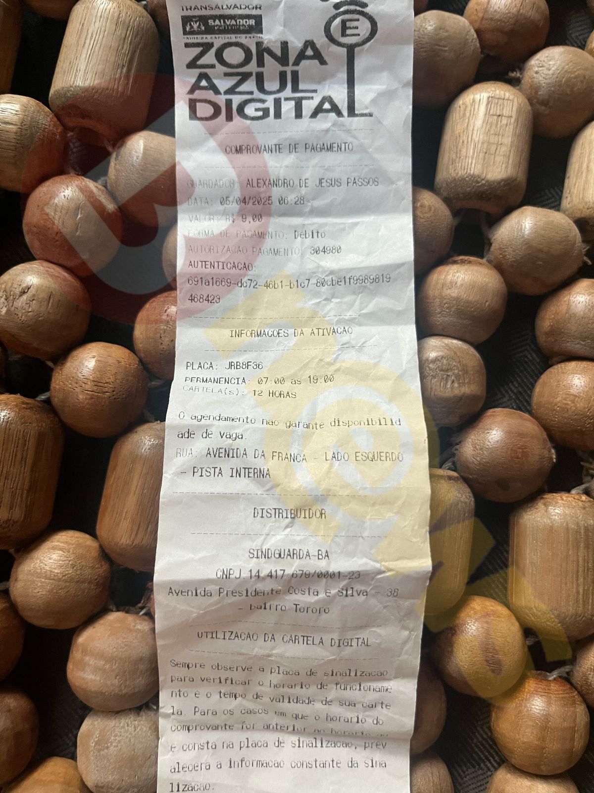 Comprovante de pagamento da Zona Azul  Leitor BNews