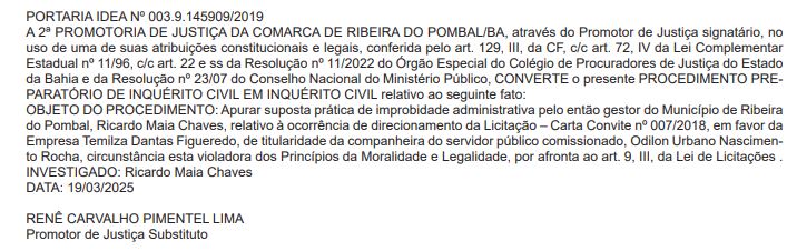 Despacho do Diário Oficial
