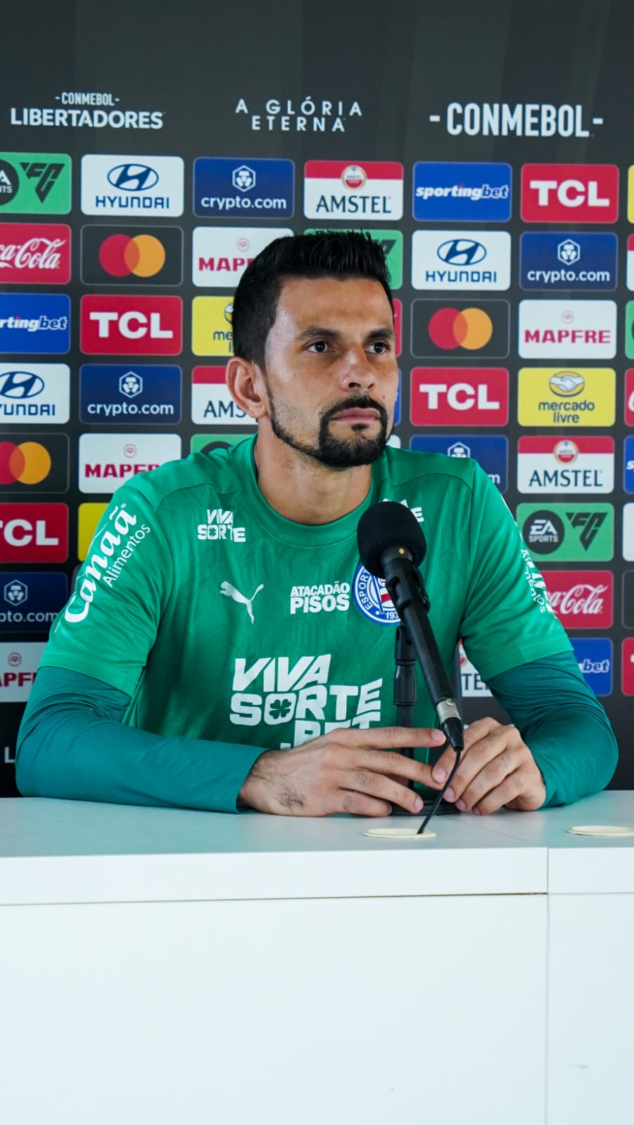 Marcos Felipe em coletiva pelo Bahia, no CT Evaristo de Macedo